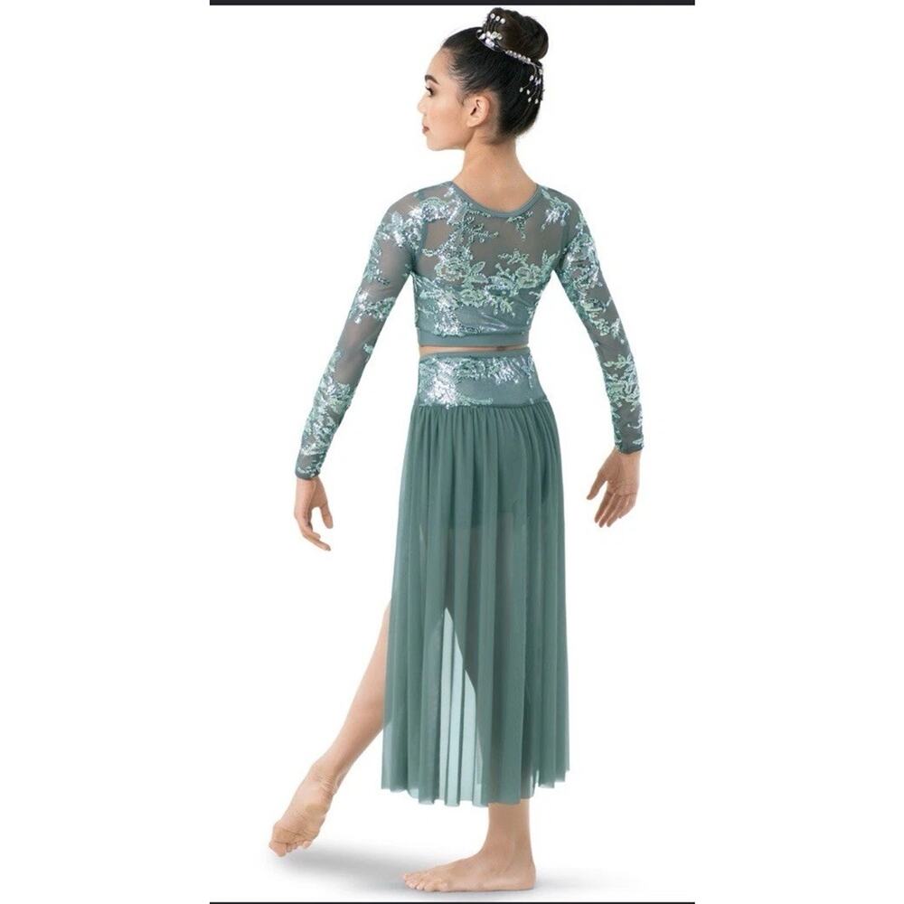 Weissman Sage Green Sequined Twice Lyrical Sance Costume MA